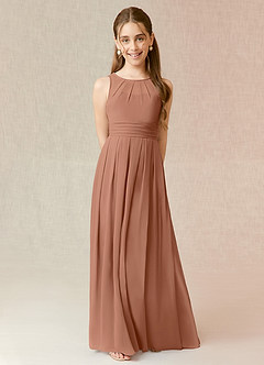 Azazie Bibiane Junior Bronzer A-Line Pleated Chiffon Dress image1