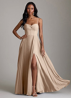 Azazie Akiko Bridesmaid Dresses Taupe A-Line Sweetheart Neckline Chiffon Dress image3
