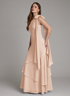 Azazie Monique Bridesmaid Dresses English Rose A-Line One Shoulder Chiffon Dress image7