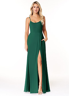 Azazie Moira Bridesmaid Dresses Emerald A-Line Scoop Chiffon Dress image1