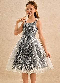 Azazie Cubbie Girls Formal Blumenmädchenkleider A-Linie Spitze Kleid Schwarz image3
