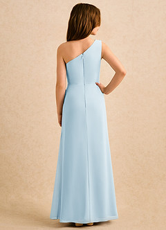 Azazie Sophie Girls Formal Robe Demoiselle D'honneur Fillette Robe Fourreau en Mousseline de soie Une épaule Bleu Ciel image3