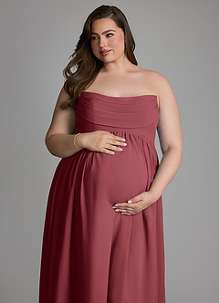 Azazie Saige Brautjungfernkleider für Schwangere A-Linie Plissee Chiffon Bodenlänge Kleid image16