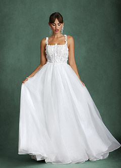 Azazie Gabrielle Wedding Dresses Diamond White Ball-Gown Tulle Dress image6