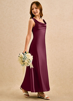 Azazie Raspberry Girls Formal Flower Girl Klänningar Klä A-Line i Stretch Satin Plisserad image3