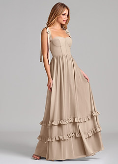 Azazie Anastacia 신부 들러리 드레스 A라인 스윗하트 네크라인 쉬폰 바닥 길이 드레스 image3