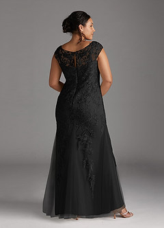 Azazie Melena Mother of the Bride Dresses Black Mermaid Lace Tulle Dress image8