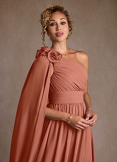 Azazie Lancaster vestidos de madre de la novia Vestido de Mai Tai de Gasa de Corte en A con Hombro unilateral image4