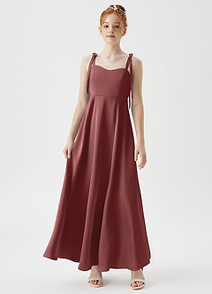 Azazie Rosey Junior Amethyst A-Line Sweetheart Neckline Stretch Satin Dress image4