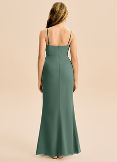 Azazie Buzzy Junior Sea Moss Sheath Pleated Chiffon Dress image5