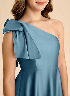 Azazie Penguin Junior Abito A-Line in Raso Elasticizzato Fiocco Bermuda image7