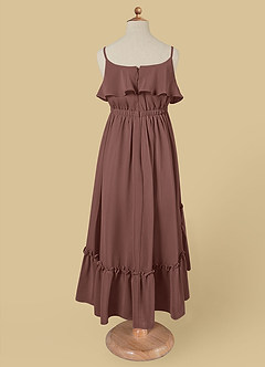 Azazie Karmen Flower Girl Dresses Espresso A-Line Ruched Chiffon Dress image7