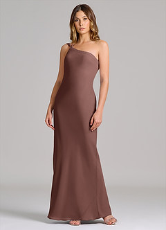 Azazie Monroe 신부 들러리 드레스 쉬스 한쪽 어깨 쉬폰 바닥 길이 드레스 image3