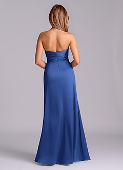 Azazie Sabrine Jurken voor bruidsmeisjes Jurk van Stretch Satijn met A-Lijn Sweetheart Halslijn Koningsblauw image2