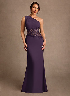 Azazie Kathie Abiti per la Madre della Sposa Abito Sirena in Chiffon Pizzo Prugna image1