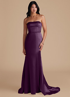 Azazie Aura Bridesmaid Dresses Plum Mermaid Metallic Satin Convertible Dress image1