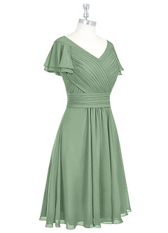 Azazie Hadley Final Sale A-Line Pleated Chiffon Knee-Length Dress image10