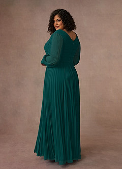 Azazie Zina Mother of the Bride Dresses Peacock A-Line Pleated Chiffon Dress image4
