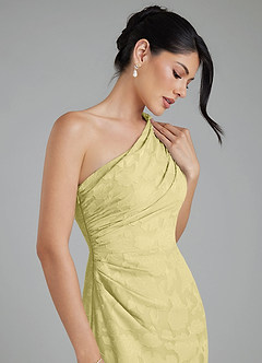 Azazie Akilah Robes à essayer chez vous Robe Sirène en Blumen-Burnout Asymétrique Sorbet Citron image6