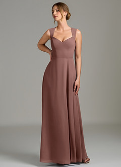 Azazie Gwendolyn Bridesmaid Dresses Espresso A-Line Sweetheart Neckline Chiffon Dress image1