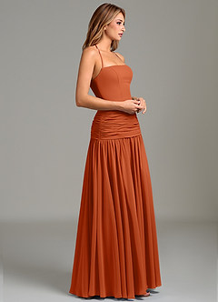Azazie Vashti Bridesmaid Dresses Burnt Orange A-Line Chiffon Dress image3