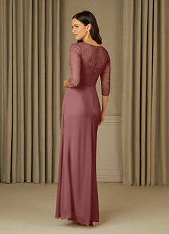 Azazie Zolla vestidos de madre de la novia Vestido de Rosa Del Desierto de Gasa de Corte En A con Encaje image4