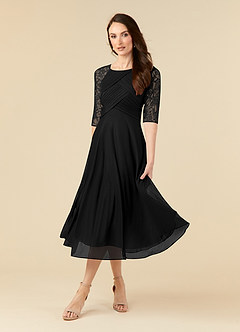 Azazie Gracelyn vestidos de madre de la novia Vestido de Negro de Encaje de Corte En A image3