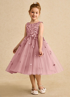 Azazie Lana Flower Girl Dresses Dusty Rose A-Line Sleeveless Matte Satin Dress image3