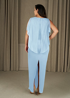 Azazie Aspyn Mother of the Bride Dresses Sky Blue Sheath Beaded Mesh Dress image12