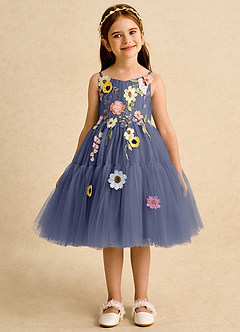 Azazie Osea Blumenmädchenkleider Ballkleid Plissee Tüll Kleid Sturm image7