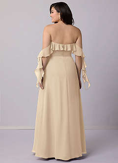 Barbie ♥ Azazie Bridesmaid Dresses Champagne A-Line Off the Shoulder Chiffon Convertible Dress image9