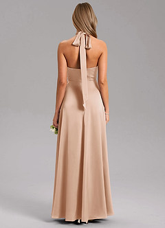 Azazie Tracie Abiti da Damigella Abito A-Line in Raso Elasticizzato Spacco Laterale Rosa Inglese image2