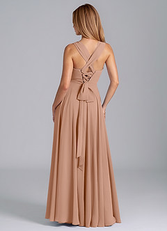Azazie Darana Bridesmaid Dresses Champagne Rose A-Line Corset Chiffon Dress image7