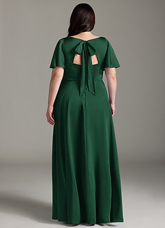 Azazie Kimber Vestidos de damas de honor Vestido de Verde Oscuro de Satén Elástico de Corte en A con Volante image8