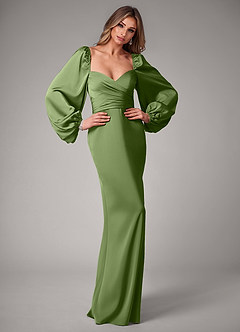 Azazie Sonata Bridesmaid Dresses Juniper Sheath Long Sleeve Stretch Satin Convertible Dress image5
