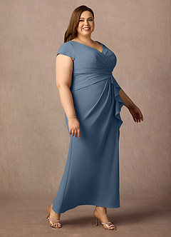Azazie Tana Mother of the Bride Dresses Twilight Mermaid V-Neck Pleated Stretch Crepe Dress image9