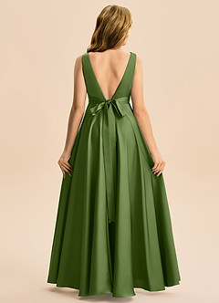 Azazie Gabby Junior Vestido de Enebro de Satén Elástico de Corte en A con Plisado image6