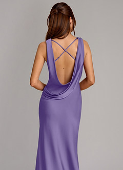 Azazie Cheryl Vestidos de damas de honor Vestido de Tahití de Satén Elástico de Corte Sirena image2