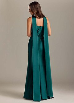 Azazie Kinsley Bridesmaid Dresses Peacock Mermaid Side Slit Stretch Satin Dress image2