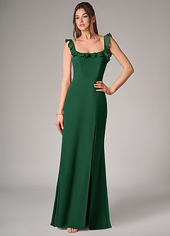 Azazie Callie Robes de demoiselle d'honneur Robe Sirène Convertible en Mousseline de soie Fente Latérale Vert Foncé image4