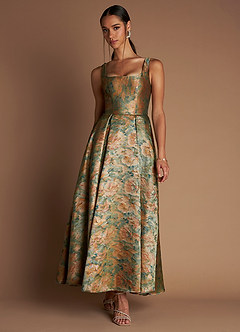 Vestido Verde Azulado Vintage Largo Ainslee image7