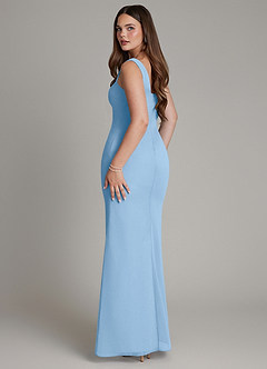Azazie Hadley Bridesmaid Dresses Powder Blue Mermaid Pleated Chiffon Dress image5