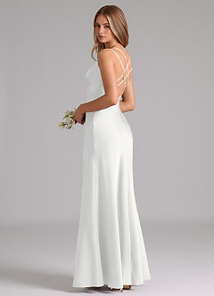 Azazie Suttona Brudtärnklänningar Klä av A-Linje i Stretch Satin Plisserad Vit image1