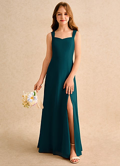 Azazie Makani Girls Formal Flower Girl Dresses Pine A-Line Sweetheart Neckline Chiffon Dress image3