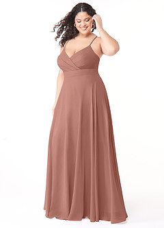 Azazie Avelina Bridesmaid Dresses Cedar Rose A-Line V-Neck Pleated Chiffon Dress image8