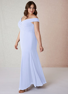 Azazie Lecia Brautjungfernkleider Wandelbar Empire Schulterfrei, plissiert Chiffon Kleid Lavendel image10