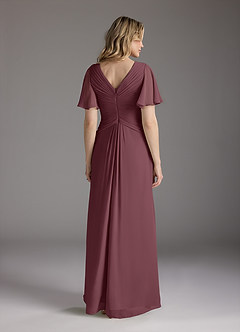 Azazie Morning Glory Mother of the Bride Dresses Sangria A-Line V-Neck Ruched Chiffon Dress image2