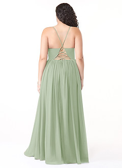 Azazie Aaida Bridesmaid Dresses Dusty Sage A-Line Corset Chiffon Dress image8