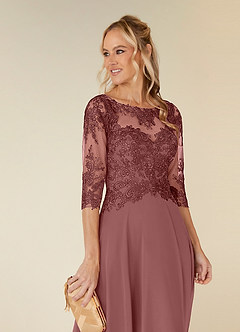 Azazie Monza Mother of the Bride Dresses Desert Rose A-Line Lace Chiffon Dress image9