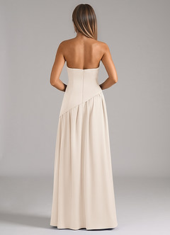 Azazie Adeline Robes de demoiselle d'honneur Robe Trapèze Convertible en Satin extensible Sans bretelle Albâtre Blanc image5